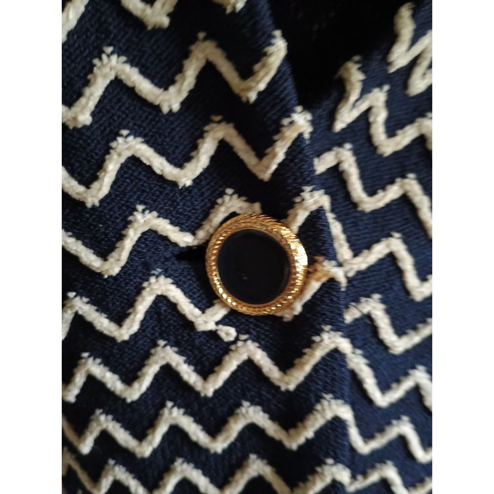 Vintage St. John by Marie Gray Navy & White Cardigan Sweater Women's Size 2 - Picture 3 of 7
